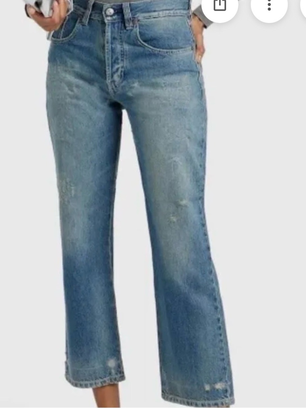 Victoria Beckham Highrise Buttonfly Distressed Jeans